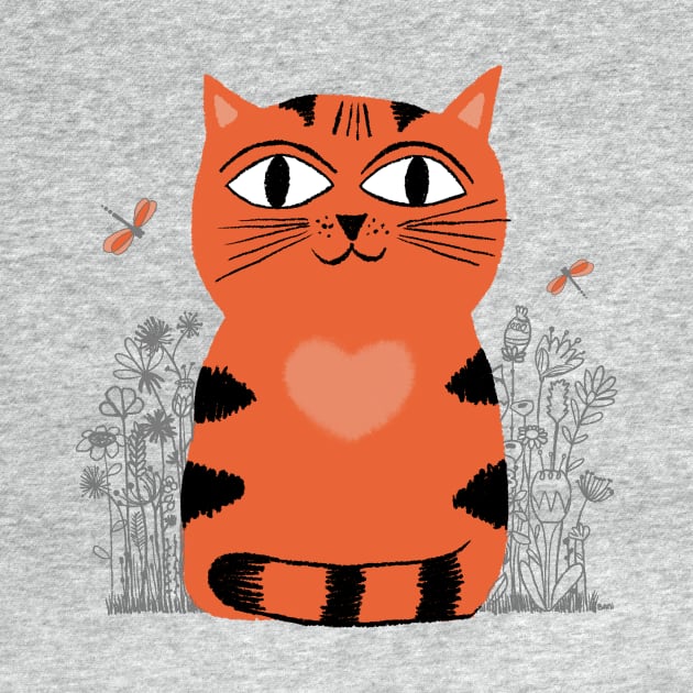 Bright Eyed Orange Kitty With Big Heart In The Garden by LittleBunnySunshine